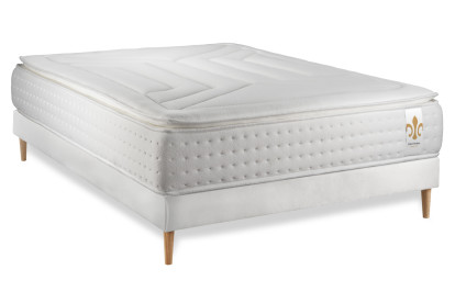Ensemble Matelas Sommier 160x200 cm - Sommier Blanc (déjà monté) - Vingt-Quatre PLUS