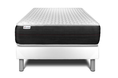 Ensemble Matelas Sommier 90x200 cm - Sommier Blanc (déjà monté) - Vitalspring