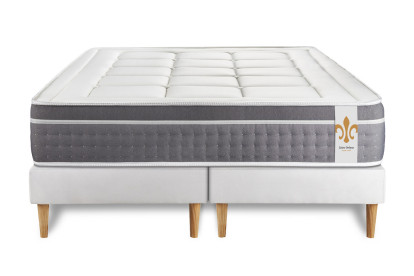 Ensemble Matelas Sommier 160x200 cm - 2 Sommiers Blanc - Trente
