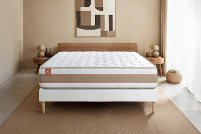 Ensemble Matelas Sommier 200x200 cm - Sommier Blanc (en kit) - Le Délicat