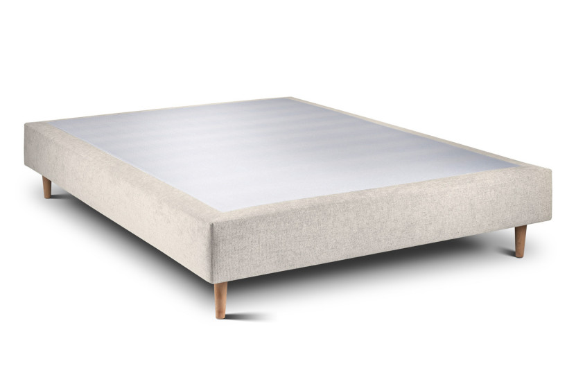 Lit 150x190 cm avec Tête de lit tapissée - Tissu Toile natté