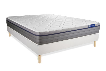 Ensemble Matelas Sommier 120x200 cm - Sommier Blanc (en kit) - Actilatex Zen