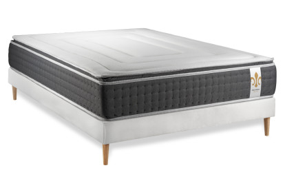 Ensemble Matelas Sommier 140x200 cm - Sommier Blanc (déjà monté) - Vingt-Six PLUS