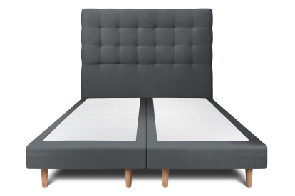 Lit 2x 100x200 cm - Sommier tapissier H29 cm + tête de lit capitonnée - Tissu Velours Gris Anthracite