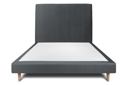 Lit 140x200 cm - Sommier tapissier H29 cm + tête de lit tapissée - Tissu Velours Gris Anthracite