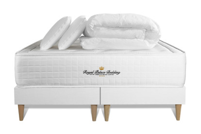 Pack lit complet 140x190 cm - Matelas + Sommier Blanc + 2 oreillers + Couette - Nottingham