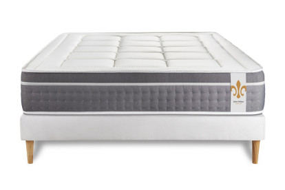 Ensemble Matelas Sommier 160x200 cm - Sommier Blanc (déjà monté) - Trente