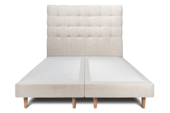 Lit 2x100x200 cm avec Tête de lit capitonnée - Tissu Bouclette