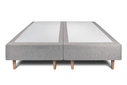 Lit 2x 90x200 cm - Sommier tapissier H35 cm + tête de lit capitonnée - Tissu Bouclette Gris