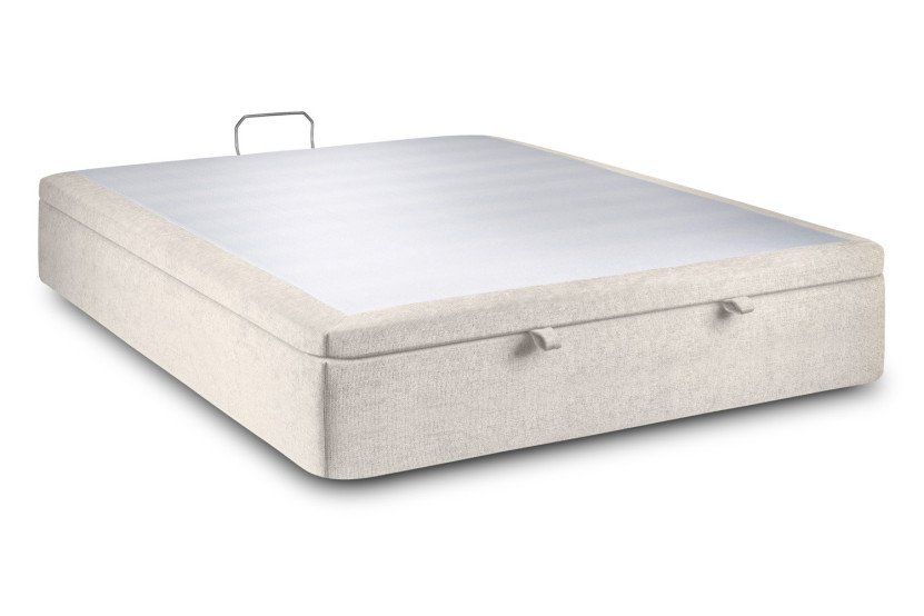 Sommier Coffre 180x200 cm - Toile Nattée - Beige Clair
