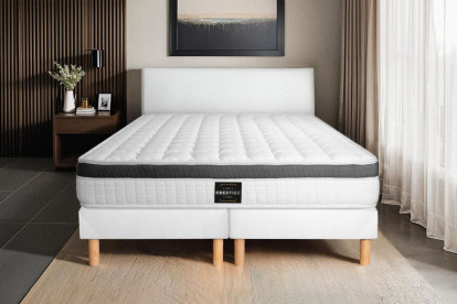 Ensemble Matelas Sommier 160x200 cm - 2 Sommiers Blancs - Supérieur