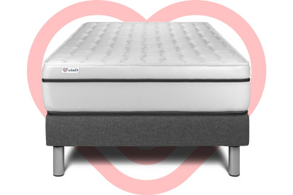 Ensemble Matelas Sommier 90x200 cm - Sommier Gris (en kit) - Vital Spa