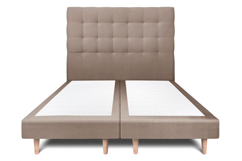 Lit 2x80x200 cm avec Tête de lit capitonnée - Tissu Velours