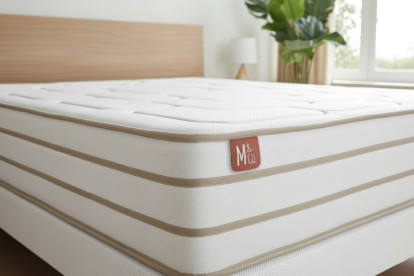 Ensemble Matelas Sommier 160x200 cm - Sommier Blanc (déjà monté) - Le Douillet