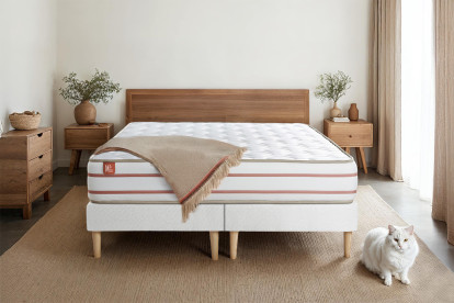 Pack lit complet 180x200 cm - Matelas + 2 Sommiers Blancs + 2 oreillers + Couette - Le Doux