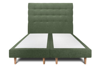 Lit 2x100x200 cm avec Tête de lit capitonnée - Tissu Toile natté