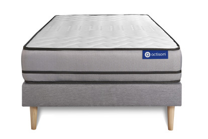 Ensemble Matelas Sommier 90x190 cm - Sommier Gris (en kit) - Actilatex Night