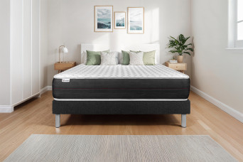 Ensemble Matelas Sommier 140x200 cm - Sommier Noir (déjà monté) - Vitalspring
