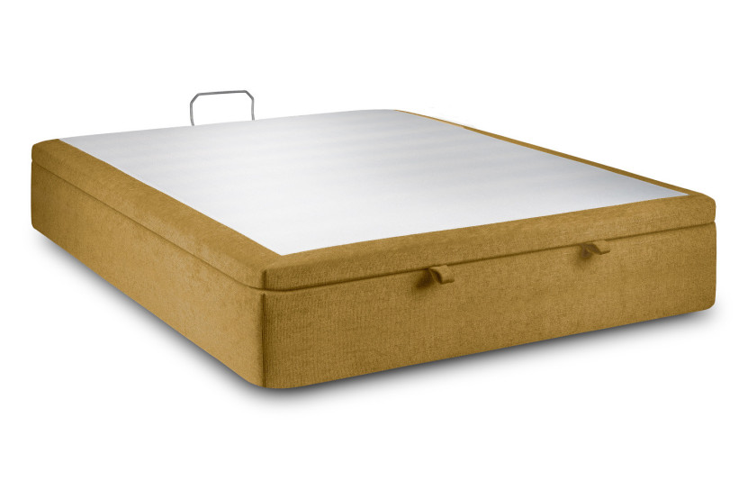 Sommier Coffre 200x200 cm - Toile Nattée - Jaune