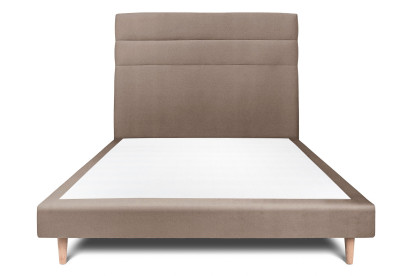 Lit 160x200 cm - Sommier tapissier H29 cm + tête de lit à lignes - Tissu Velours Taupe