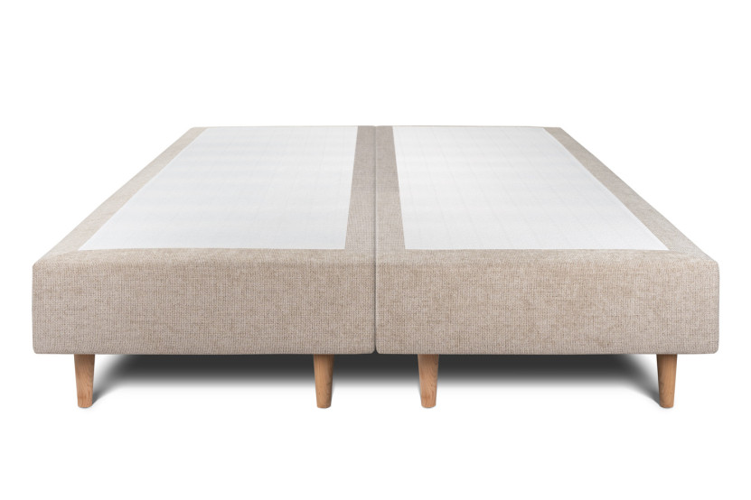 Lit 2x80x200 cm avec Tête de lit à lignes - Tissu Toile natté