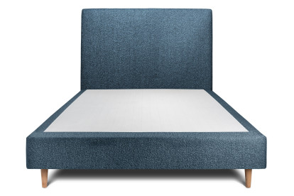Lit 140x190 cm - Sommier tapissier H35 cm + tête de lit tapissée - Tissu Bouclette Bleu