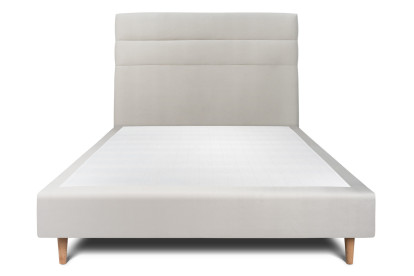 Lit 160x200 cm - Sommier tapissier H35 cm + tête de lit à lignes - Tissu Velours Gris Clair