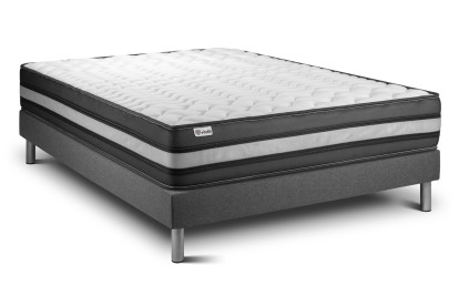 Ensemble Matelas Sommier 140x200 cm - Sommier Gris (déjà monté) - Vital Power Zen