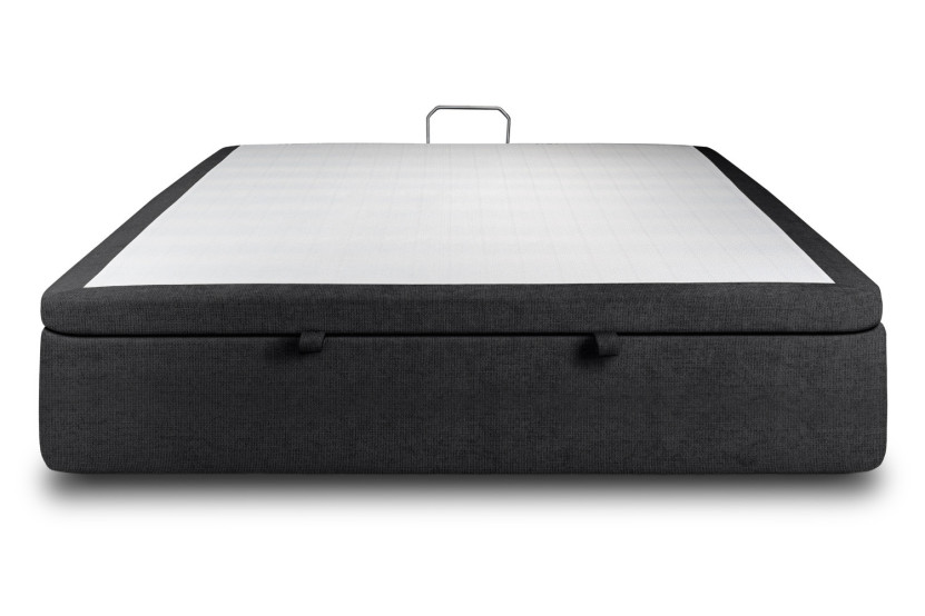 Sommier Coffre 160x200 cm - Toile Nattée - Noir