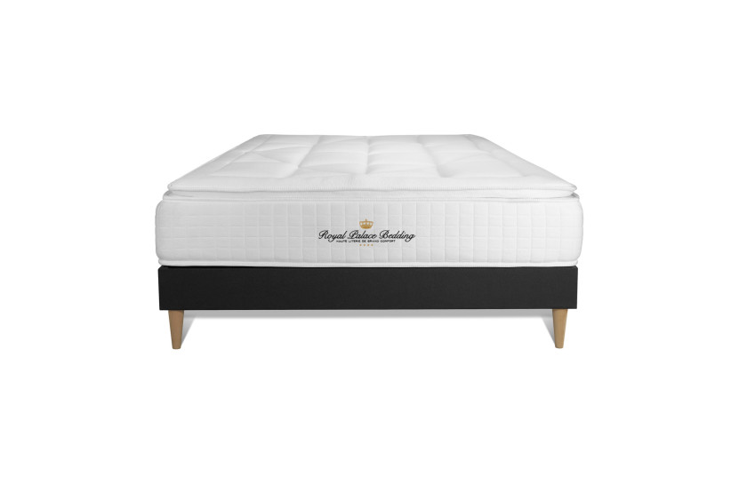 Ensemble Matelas Sommier 120x190 cm - Sommier Noir (en kit) - George V