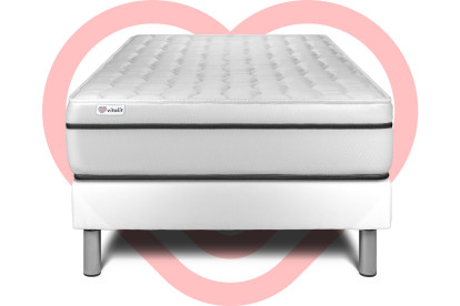 Ensemble Matelas Sommier 90x200 cm - Sommier Blanc (en kit) - Vital Spa