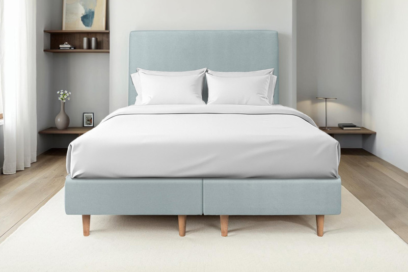 Lit 2x90x200 cm avec Tête de lit tapissée - Tissu Velours
