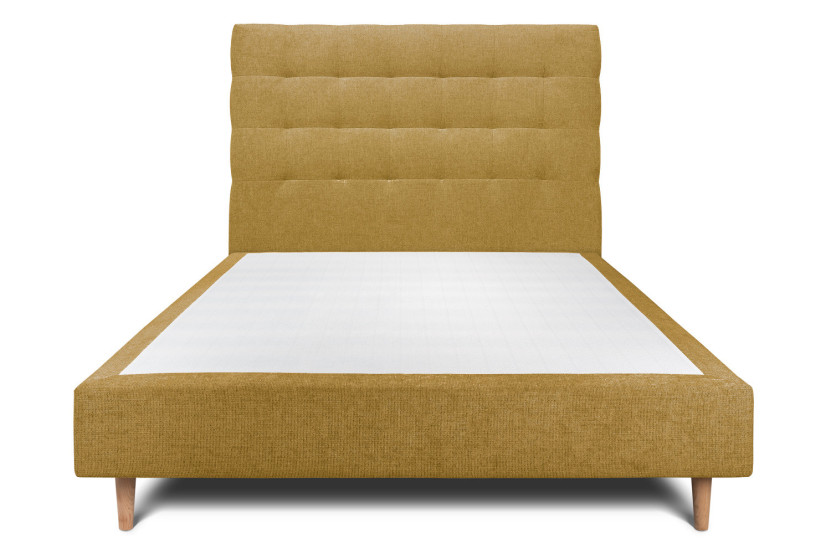 Lit 150x190 cm avec Tête de lit capitonnée - Tissu Toile natté