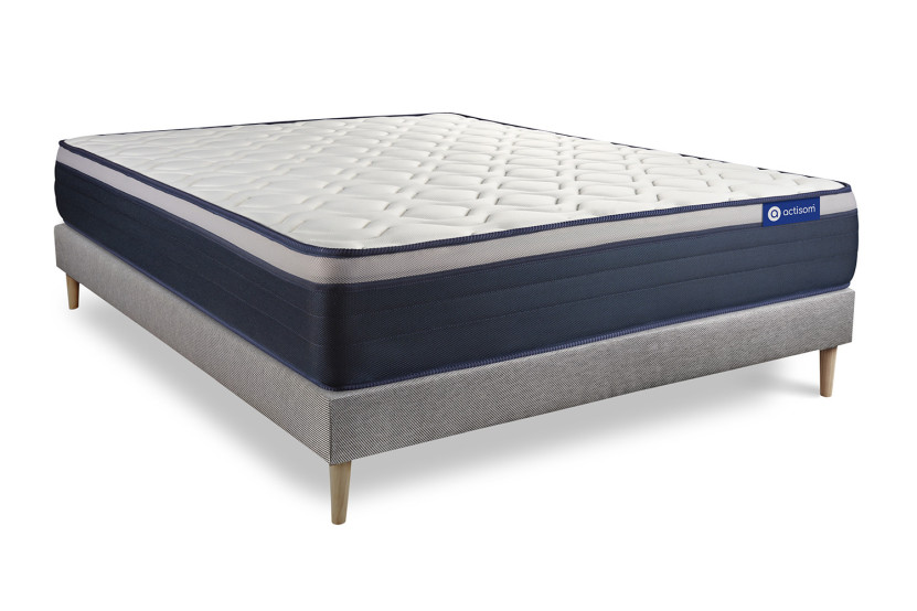Ensemble Matelas Sommier 160x200 cm - Sommier Gris (en kit) - Actiflex Max