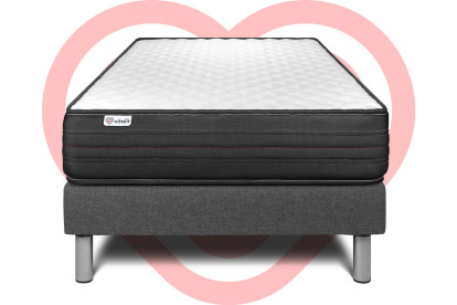 Ensemble Matelas Sommier 90x190 cm - Sommier Gris (déjà monté) - Vitalpower