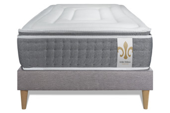 Ensemble Matelas Sommier 90x190 cm - Sommier Gris (en kit) - Vingt-Six PLUS