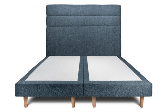Lit 2x100x200 cm avec Tête de lit à lignes - Tissu Bouclette