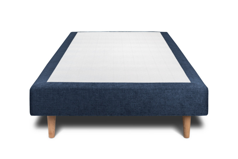 Lit 90x200 cm avec Tête de lit tapissée - Tissu Toile natté