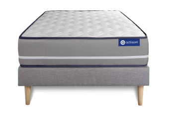 Ensemble Matelas Sommier 80x200 cm - Sommier Gris (en kit) - Actimemo Pur