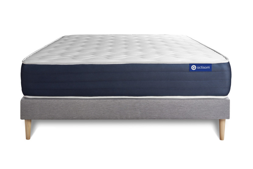 Ensemble Matelas Sommier 140x190 cm - Sommier Gris (en kit) - Actiflex Sleep