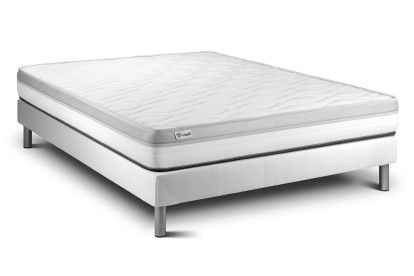 Ensemble Matelas Sommier 140x200 cm - Sommier Blanc (en kit) - Vital Relax