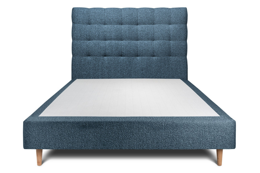 Lit 150x190 cm avec Tête de lit capitonnée - Tissu Bouclette