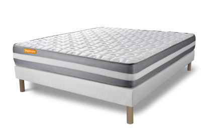 Ensemble Matelas Sommier 140x200 cm - Sommier Blanc (déjà monté) - Memo Plus