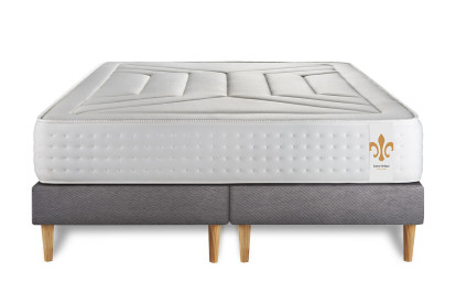 Ensemble Matelas Sommier 160x200 cm - 2 Sommiers Gris - Vingt-Quatre