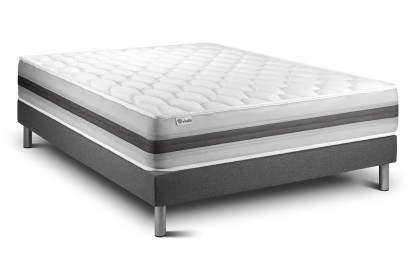 Ensemble Matelas Sommier 140x200 cm - Sommier Gris (déjà monté) - Vitalspring Recover