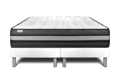 Ensemble Matelas Sommier 160x200 cm - 2 Sommiers Blanc - Vital Power Zen