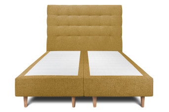 Lit 2x80x200 cm avec Tête de lit capitonnée - Tissu Toile natté