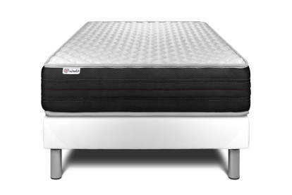 Ensemble Matelas Sommier 90x190 cm - Sommier Blanc (déjà monté) - Vitalmemo One