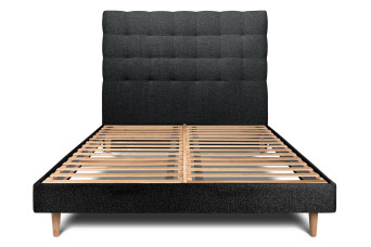 Lit 140x200 cm avec Tête de lit capitonnée - Tissu Bouclette