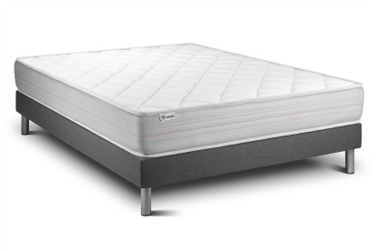 Ensemble Matelas Sommier 160x200 cm - Sommier Gris (en kit) - Vitalmemo